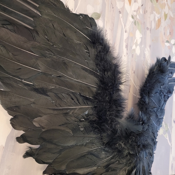 Dark Angel Wings Black Feathers Posable Cosplay Or Display - Picture 11 of 16